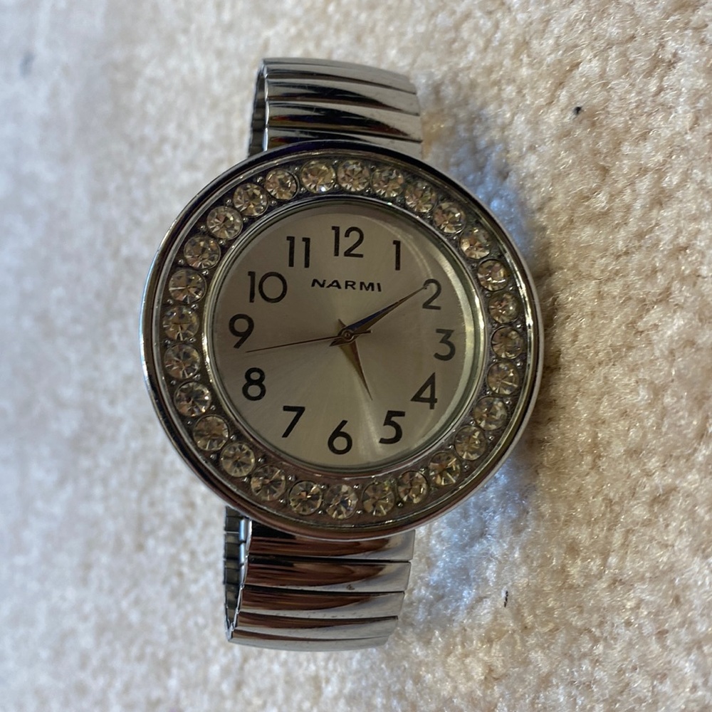 Womens silver watch with rhinestones